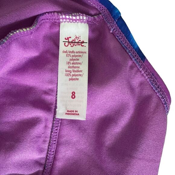 Justice Swim Tops (2) Tankini Ruffle Tie Dye Geometric Neck Tie Girls Size 8 - Picture 5 of 8